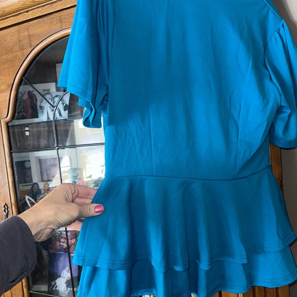 NEW NWT Grace Karin Women's Teal Blouse with Peplum Design. - Picture 11 of 12